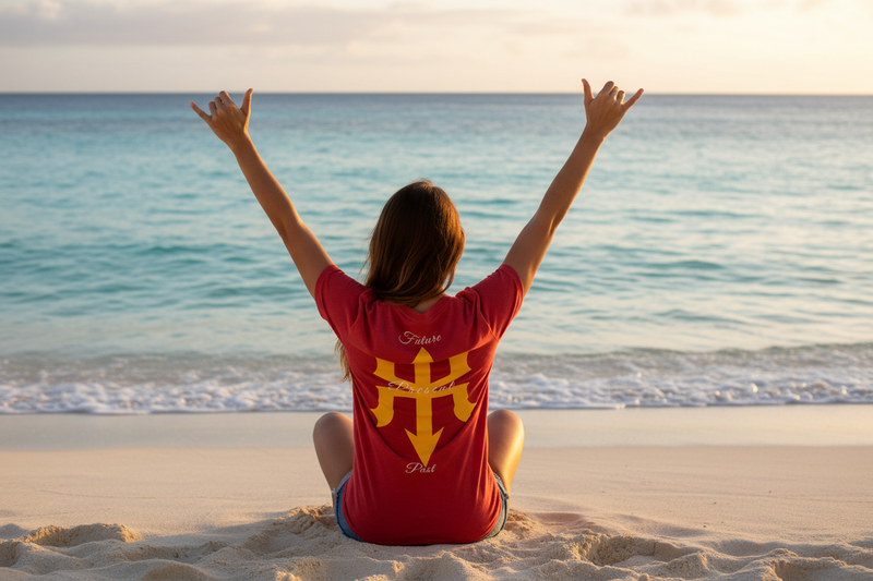 Kū Mana Founders Tee – Red Woman Shaka